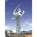 stainless steel large outdoor abstract space statue